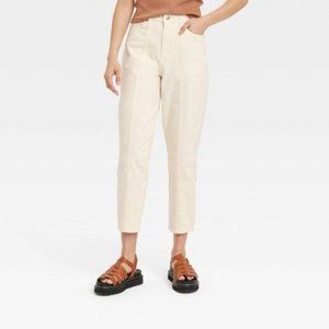 Women's High-Rise Carrot Leg Denim Pants - A New Day White  18